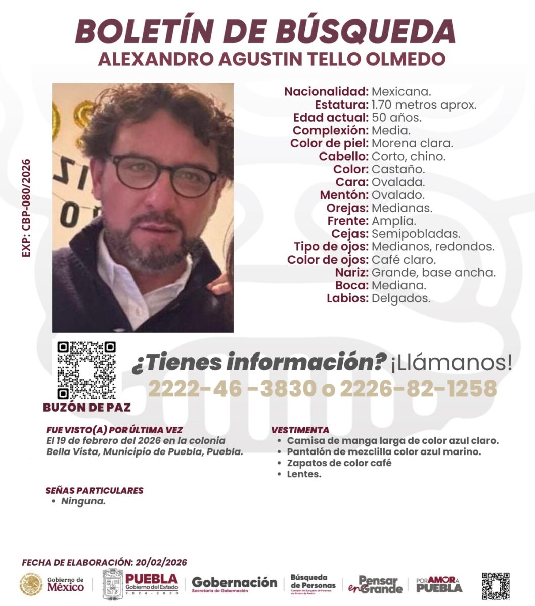 Gobierno activa búsqueda de matrimonio desaparecido en Puebla y coordina acciones con otros estados