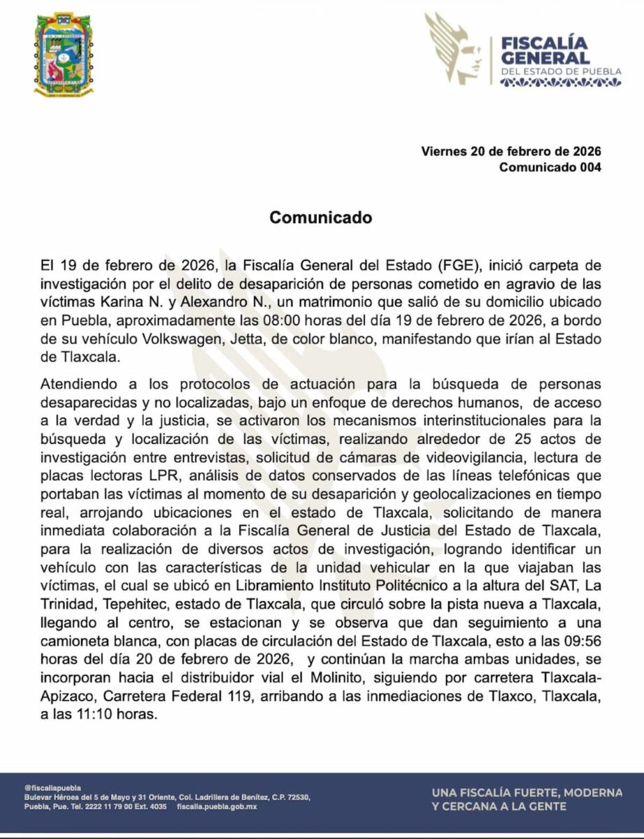 Confirma Fiscalía de Puebla que encuentran sin vida a Alexandro y Karina en  Chignahuapan