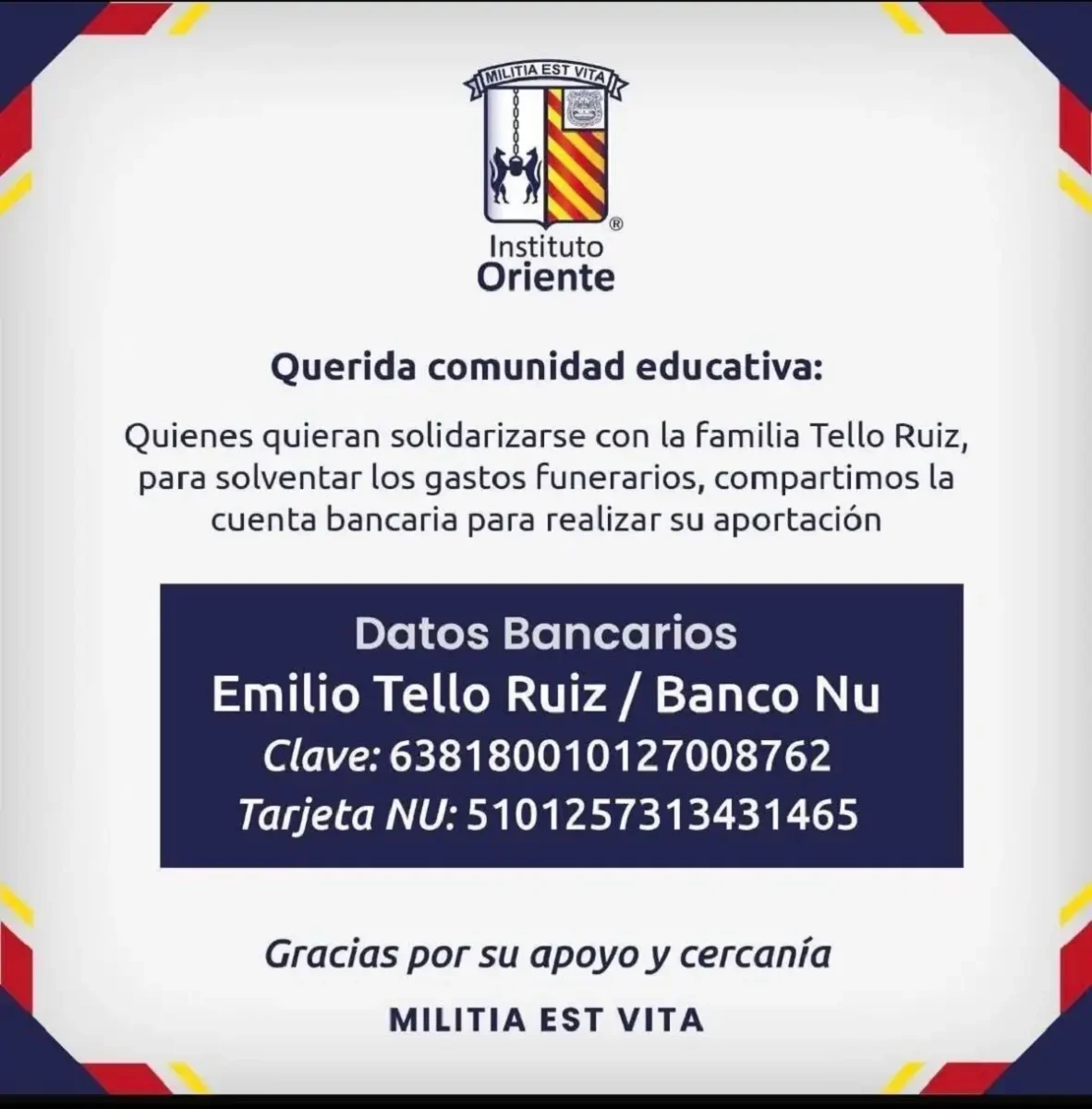 Instituto Oriente exige justicia por asesinato de Alexandro y Karina; así puedes ayudar a sus hijos 2 Por asesinato de Alexandro y Karina piden ayuda para solventar gastos