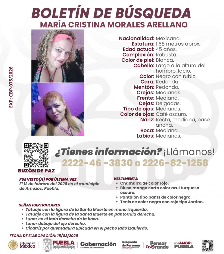 María Cristina Morales, desaparecida en Puebla fue hallada sin vida