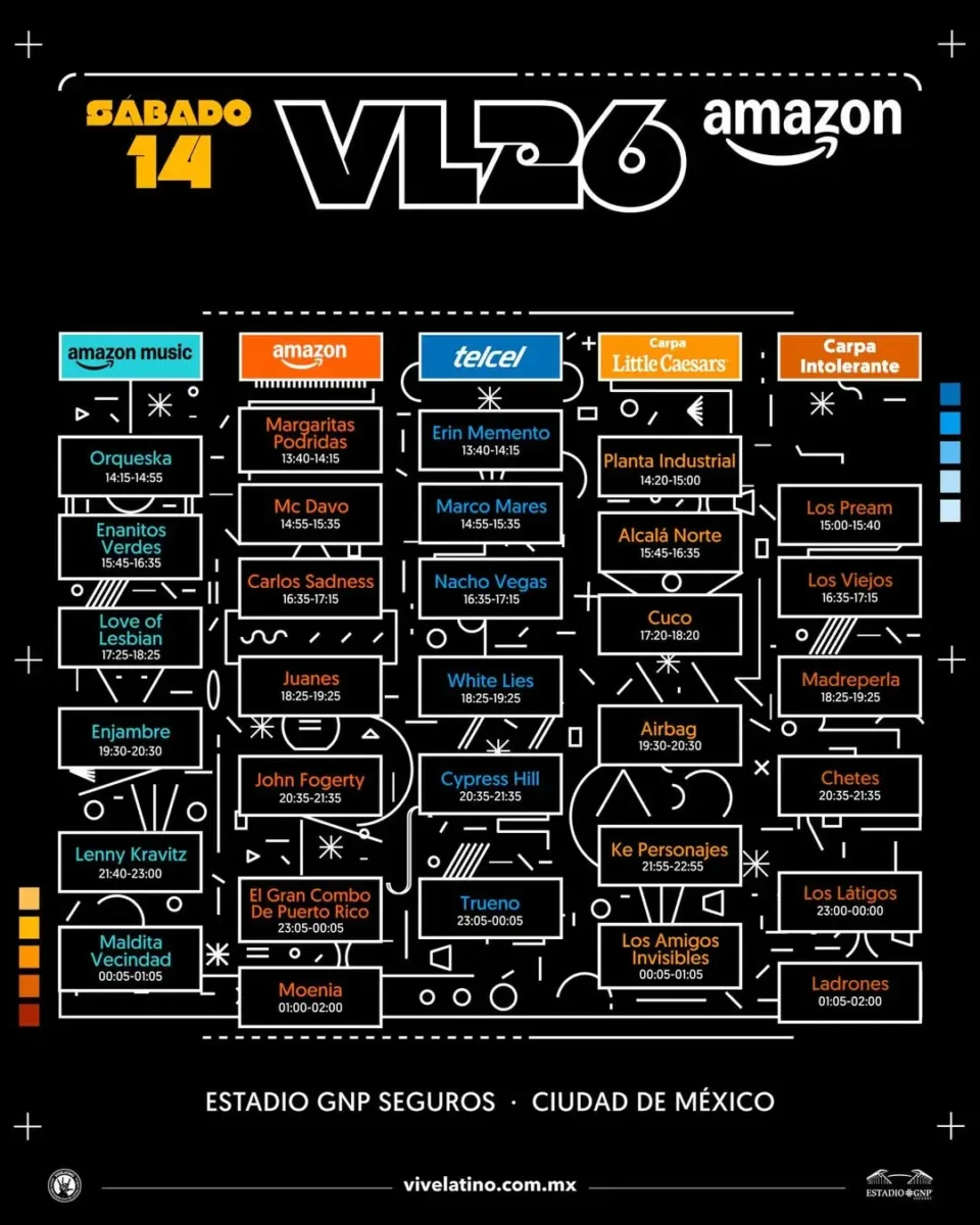 Así quedan los horarios del Vive Latino 2026 y los escenarios
