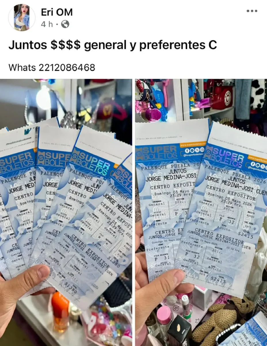 Revendedores ofrecen boletos del Palenque de Puebla 2026 en redes sociales