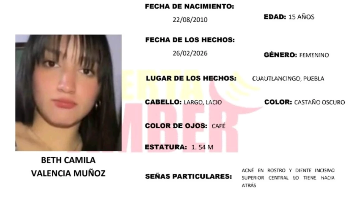 Buscan a Beth Camila Valencia, adolescente desaparecida en Cuautlancingo