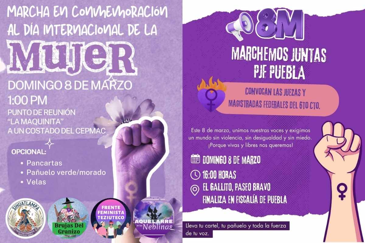 Marcha del 8M en Puebla 2026- Lista de actividades, horarios y puntos de reunión