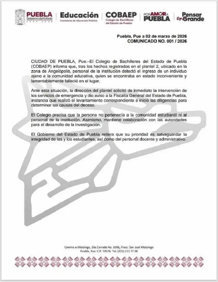  Localizan cadáver en el Cobaep de Angelópolis