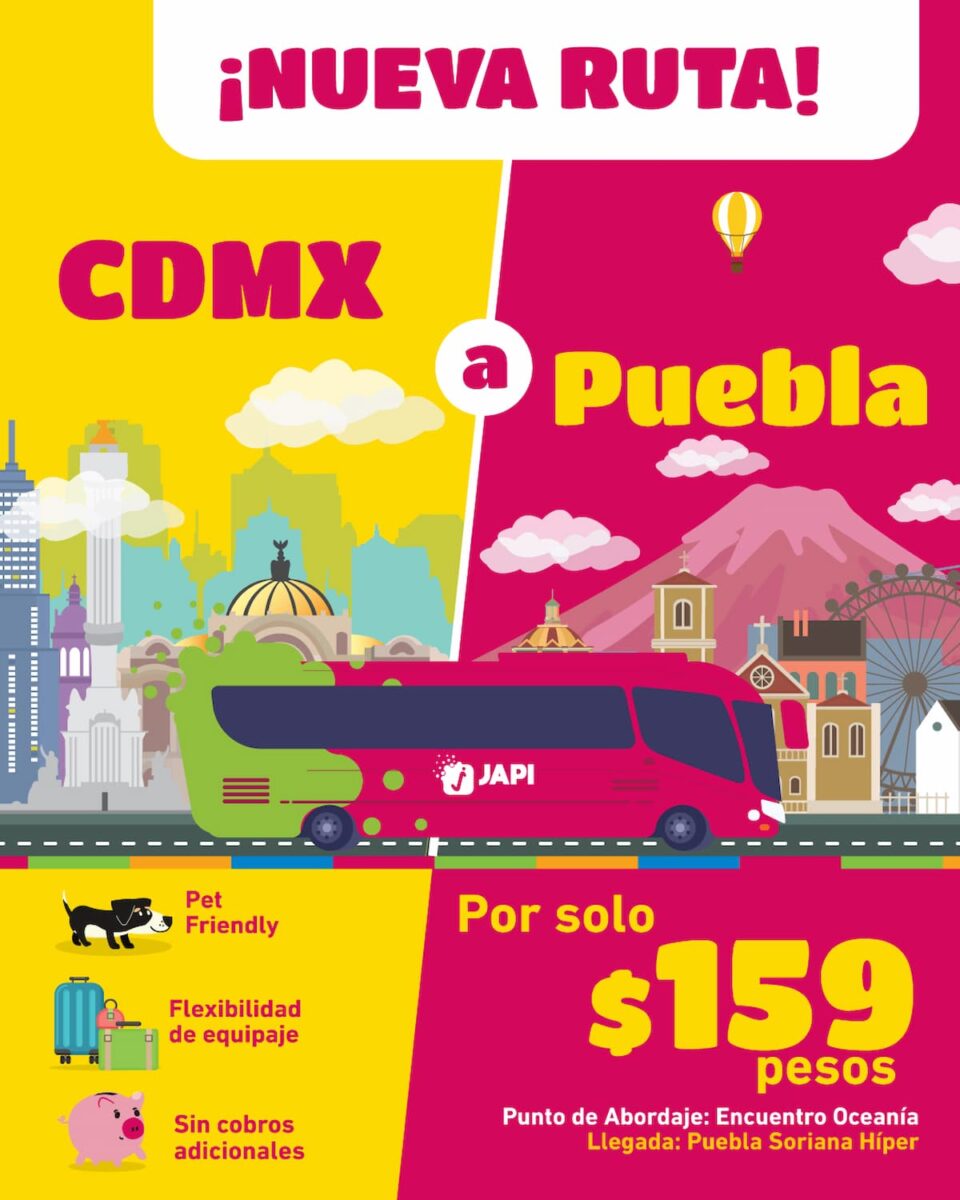 Viaja de la CDMX a Puebla por 159 pesos