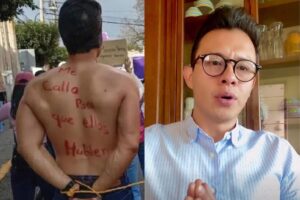 Hombre es señalado como deudor alimentario en la marcha del 8M en Tlaxcala y rompe el silencio