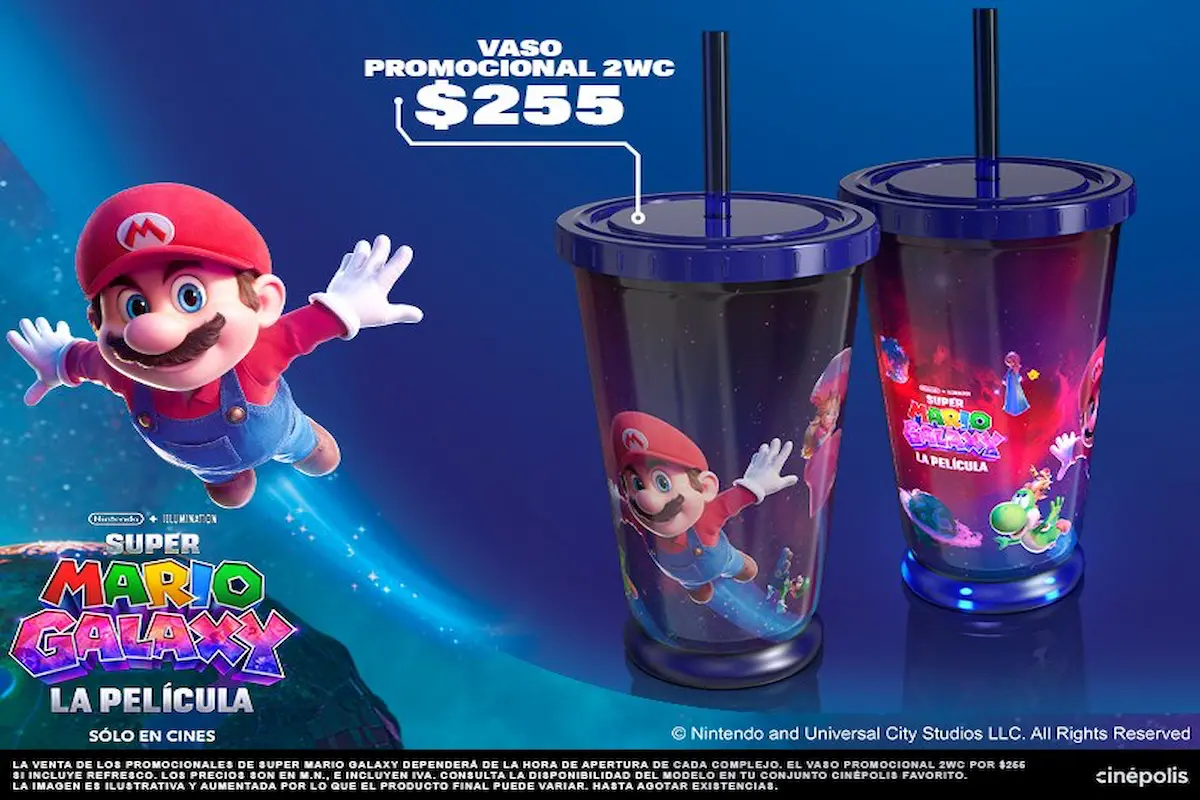 En estos cines de Puebla estará disponible el vaso de Super Mario Galaxy