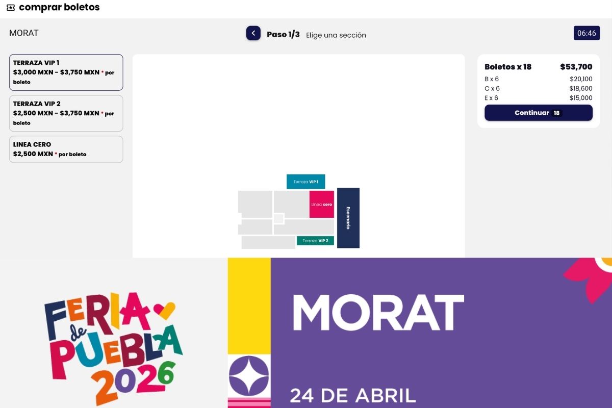 Terrazas VIP y boletos Línea CERO para Morat en la Feria de Puebla