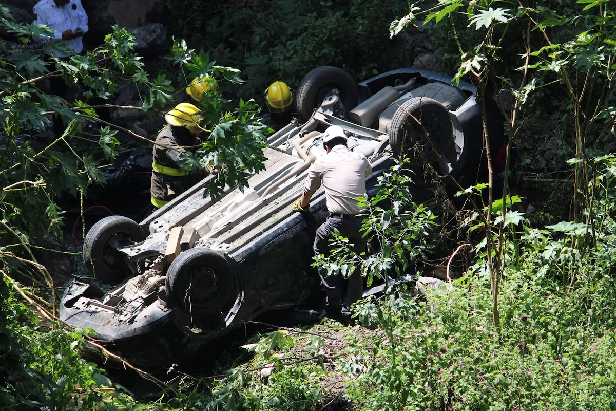 volcadura en el Libramiento de Huejotzingo