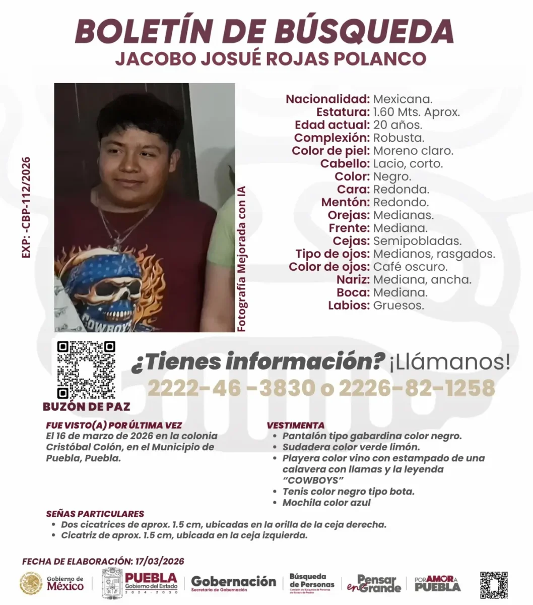 Buscan a Jacobo José Rojas