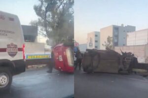 Tráfico intenso por volcadura en la México Puebla hoy 22 de marzo