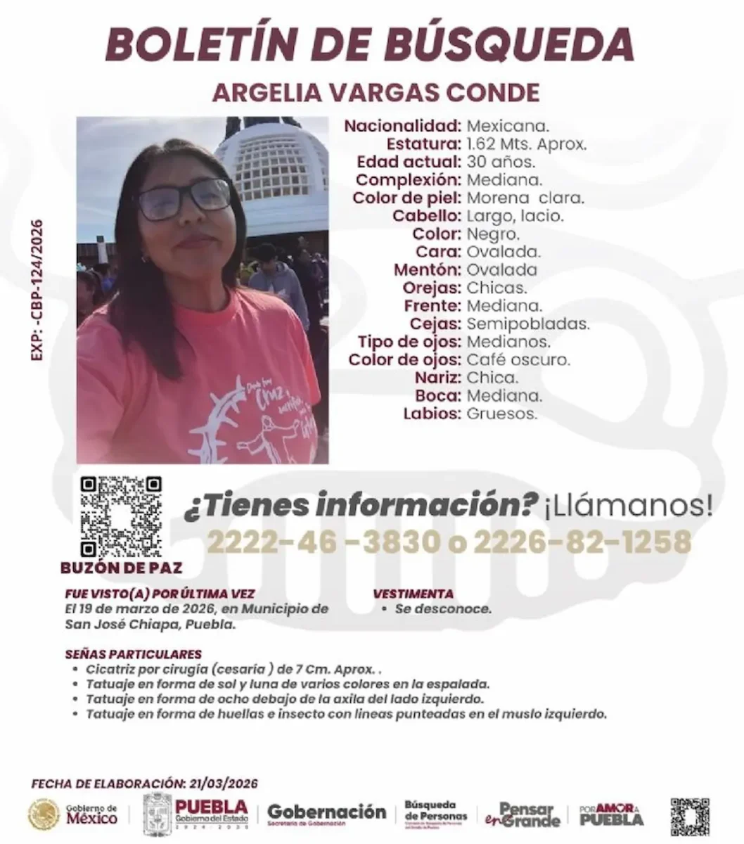 Localizan sin vida a Argelia Vargas Conde, catequista reportada como desaparecida en Puebla