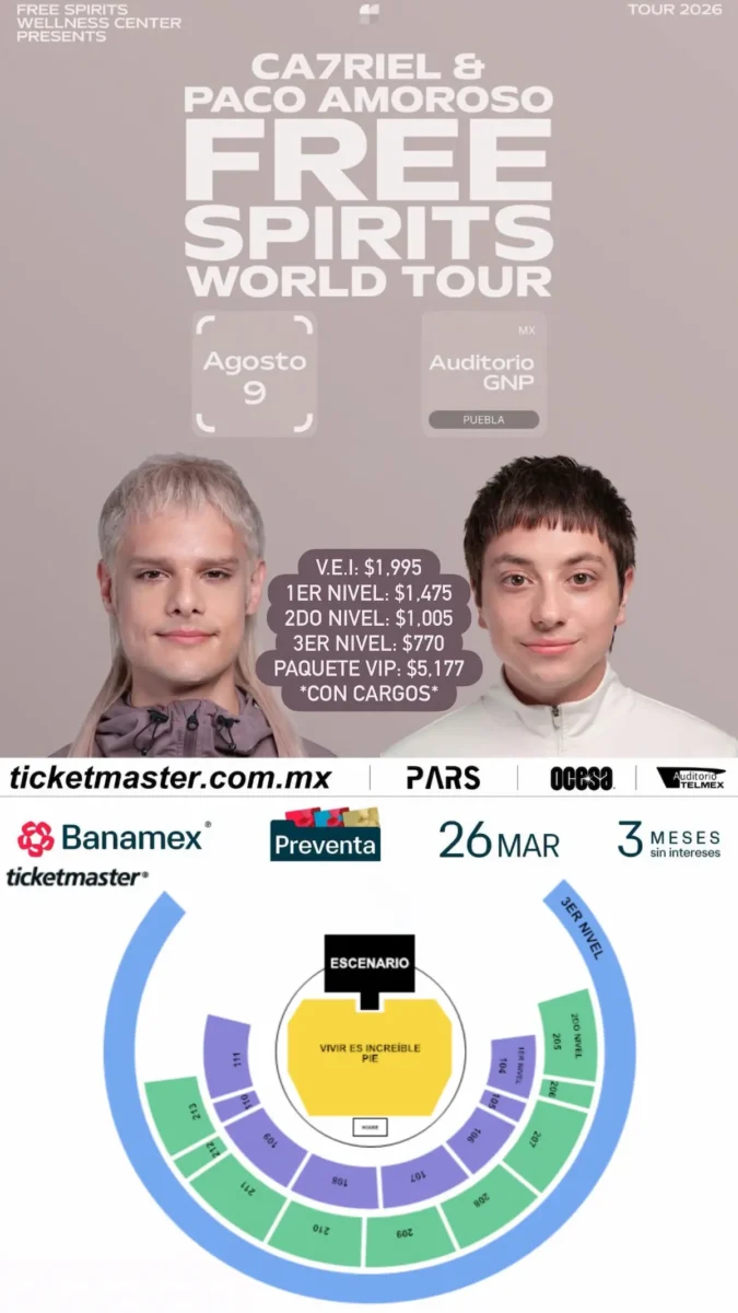 boletos para Ca7riel y Paco Amoroso en Puebla