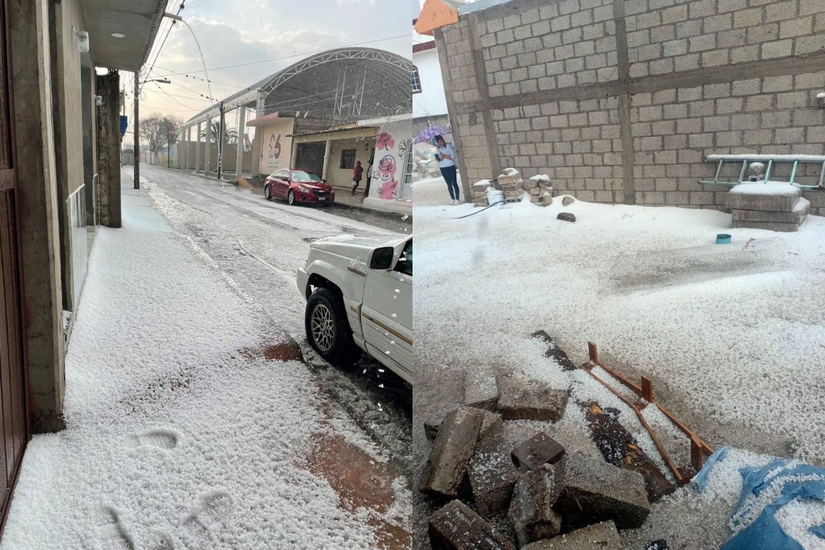 VIDEO: Granizada pinta de blanco a Tlacotepec de Benito Juárez; evalúan daños