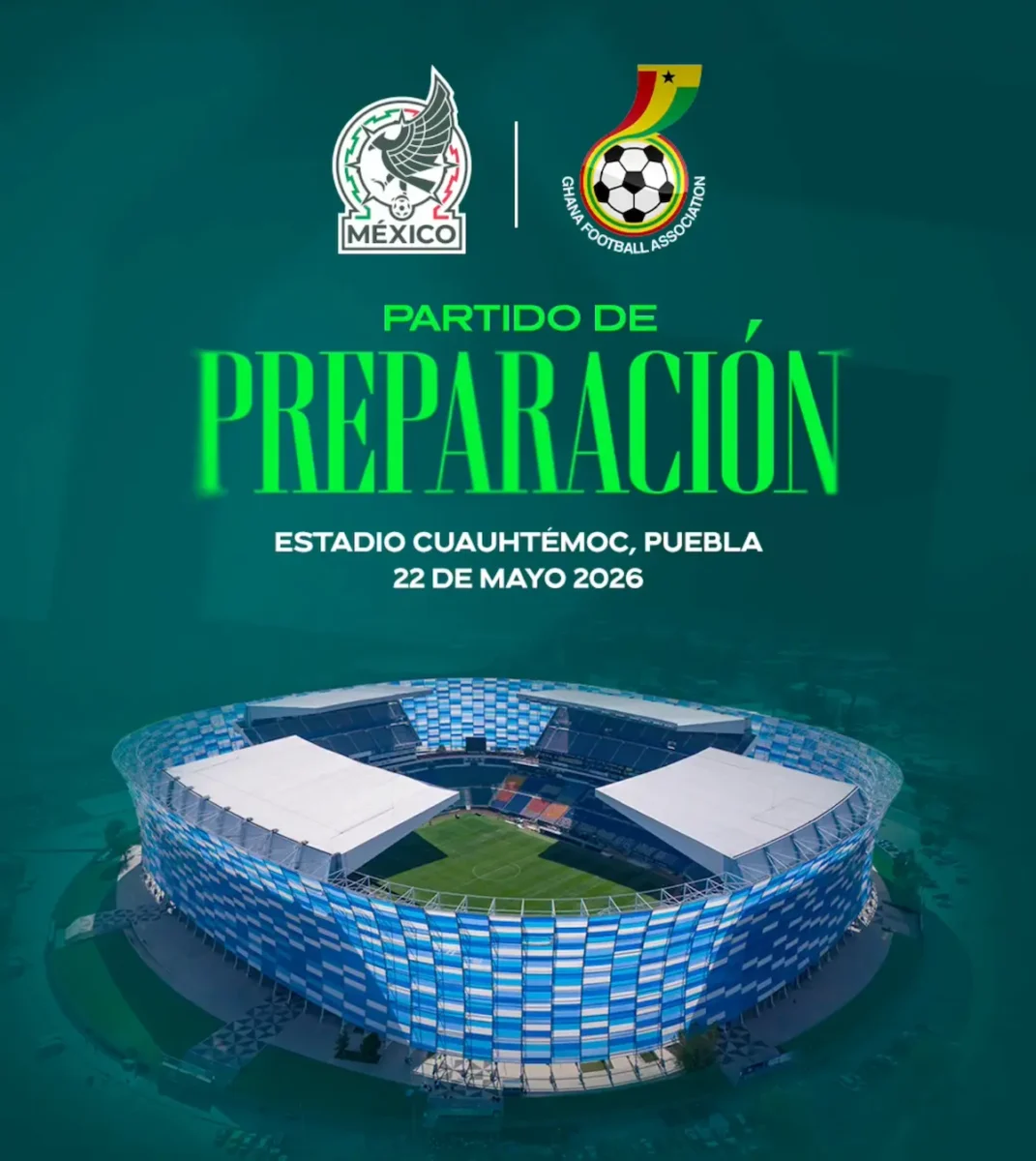 Preventa de boletos para México vs Ghana en Puebla