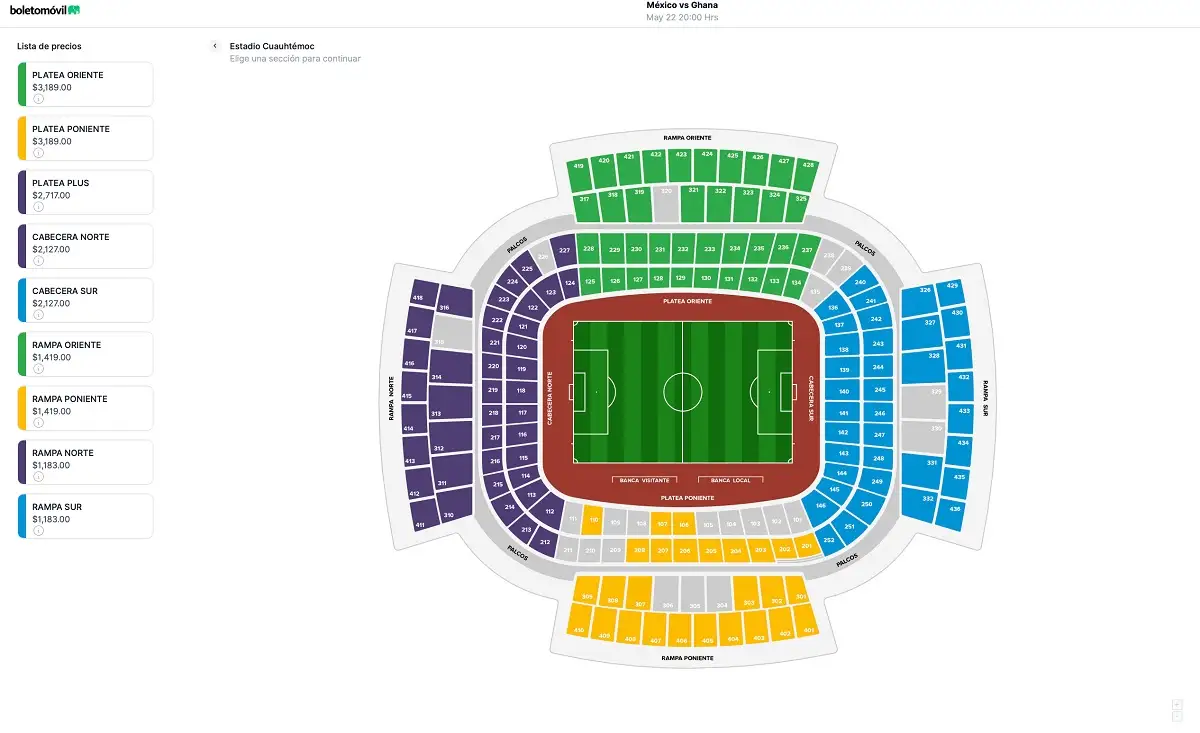 Precio de los boletos para México vs Ghana en Puebla