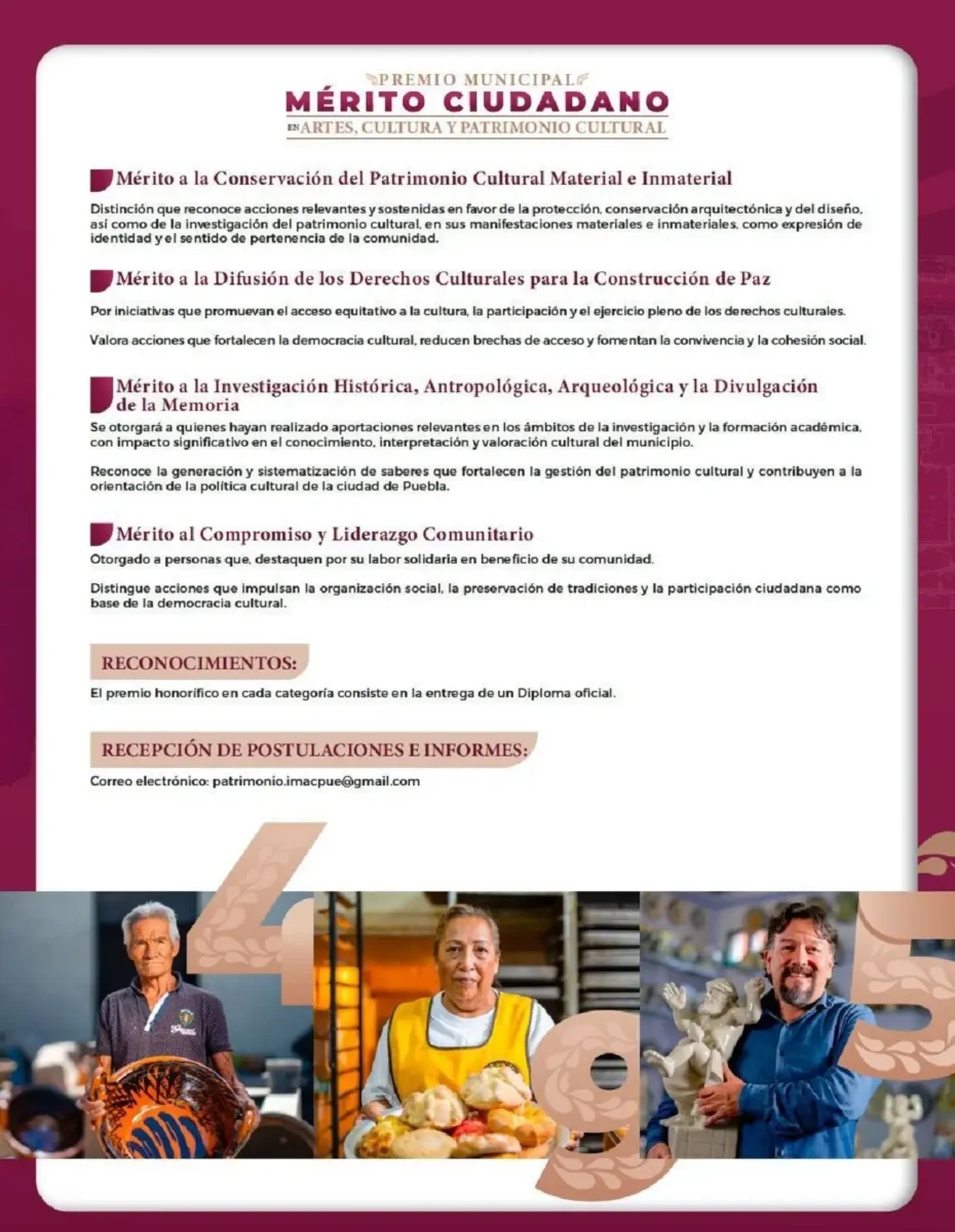 Abren convocatoria al Premio Municipal al Mérito Ciudadano en Artes, Cultura y Patrimonio Cultural