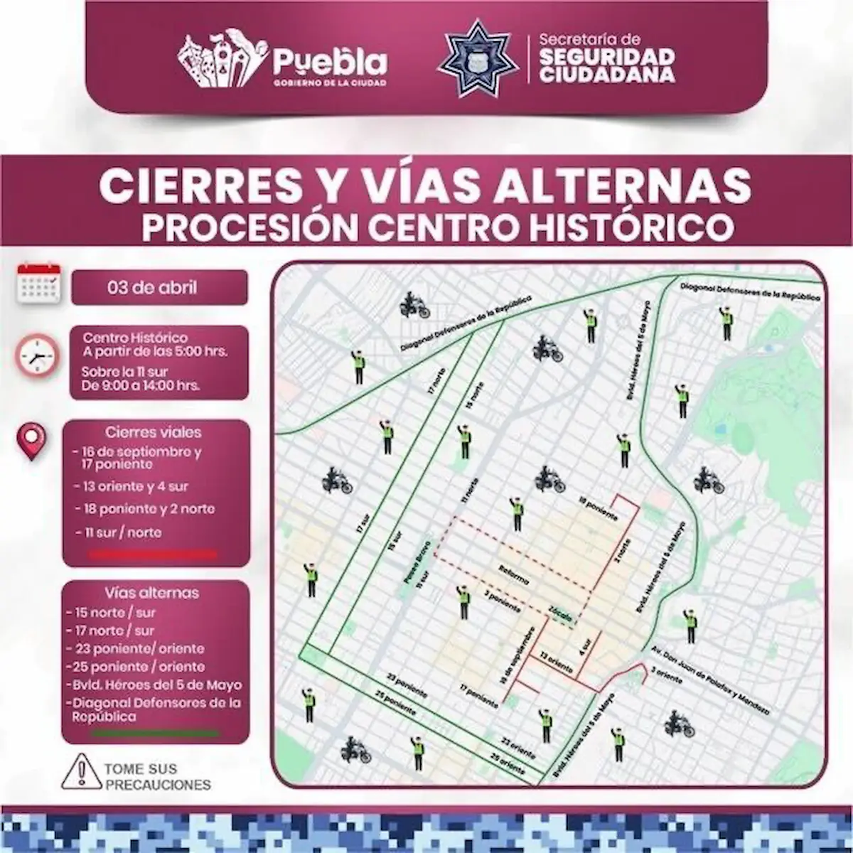 Cierres viales para este viernes 3 de abril