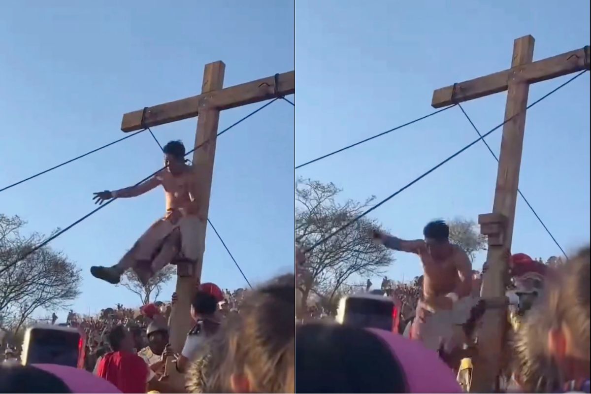 VIDEO: El momento en el que actor cae de la cruz durante crucifixión en Judea de Tlaquepaque 2 Actor cae de la cruz durante crucifixión en Judea de Tlaquepaque