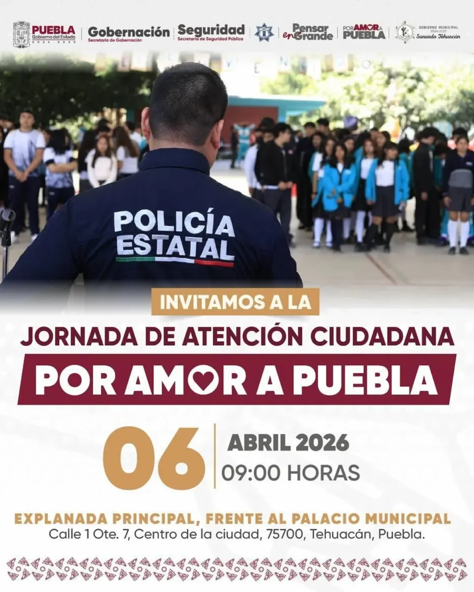SSP encabezará jornada ciudadana en Tehuacán: habrá asesorías, solicitudes y más 3 SSP encabezará jornada ciudadana en Tehuacán