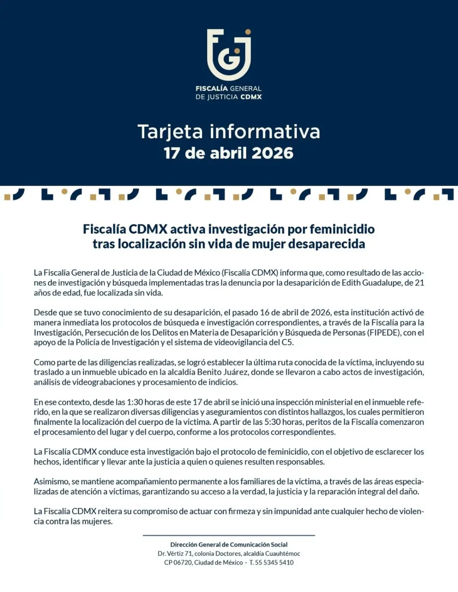 Hallan sin vida a Edith Guadalupe Valdez Saldívar tras entrevista