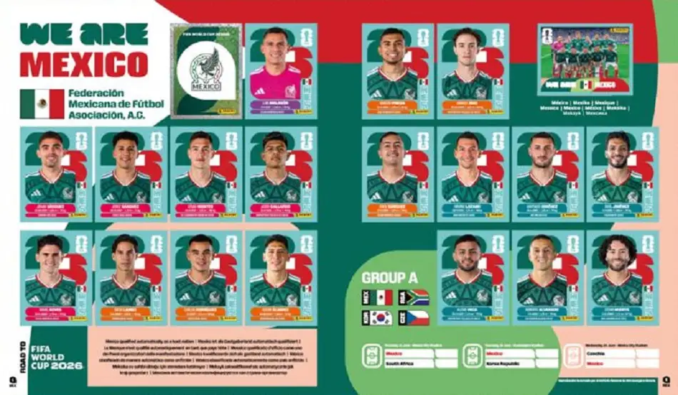 Así serán las páginas del álbum Panini del Mundial 2026