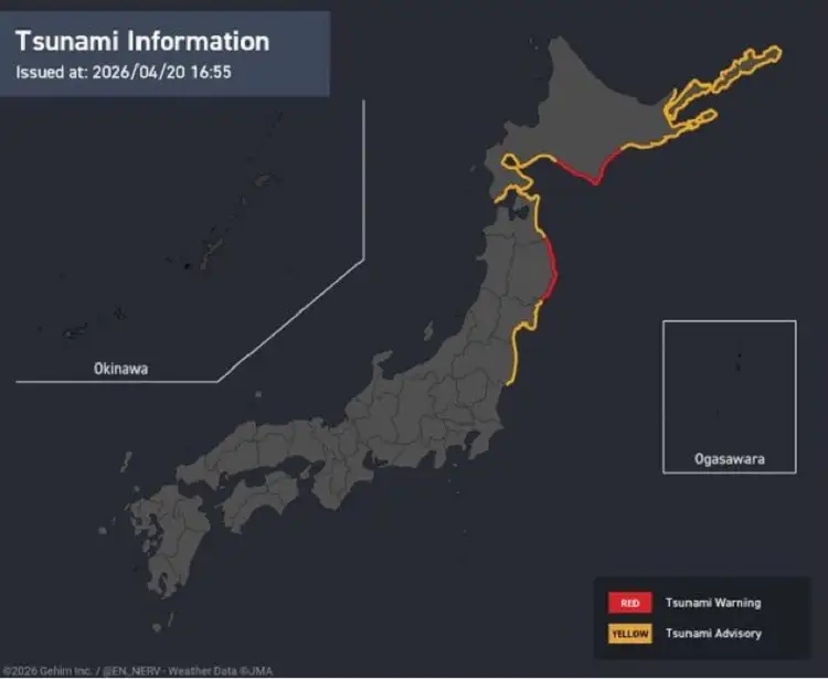 Alerta de tsunami por terremoto en Japón de 7.7