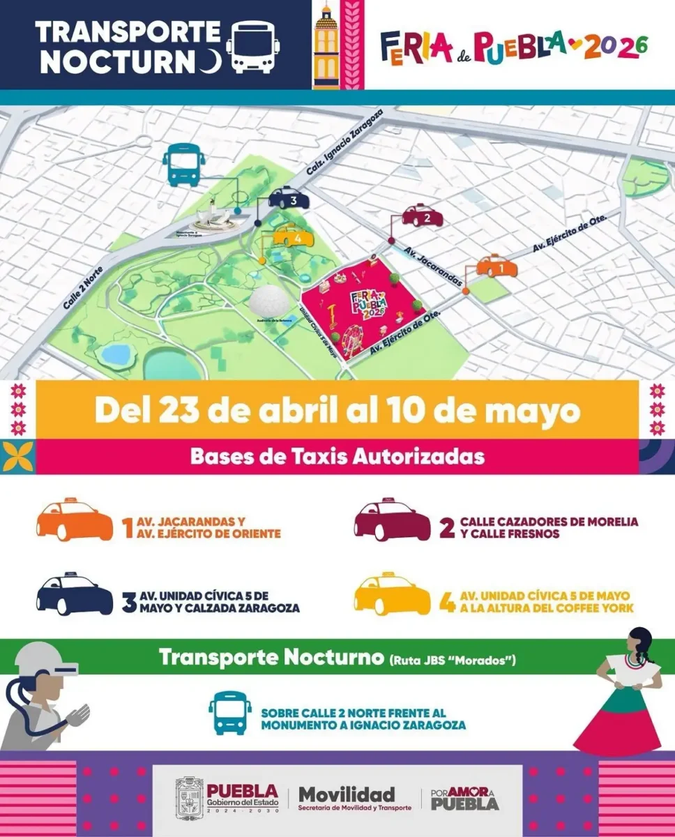 Habrá transporte nocturno de la Feria de Puebla 2026 y estas son sus rutas