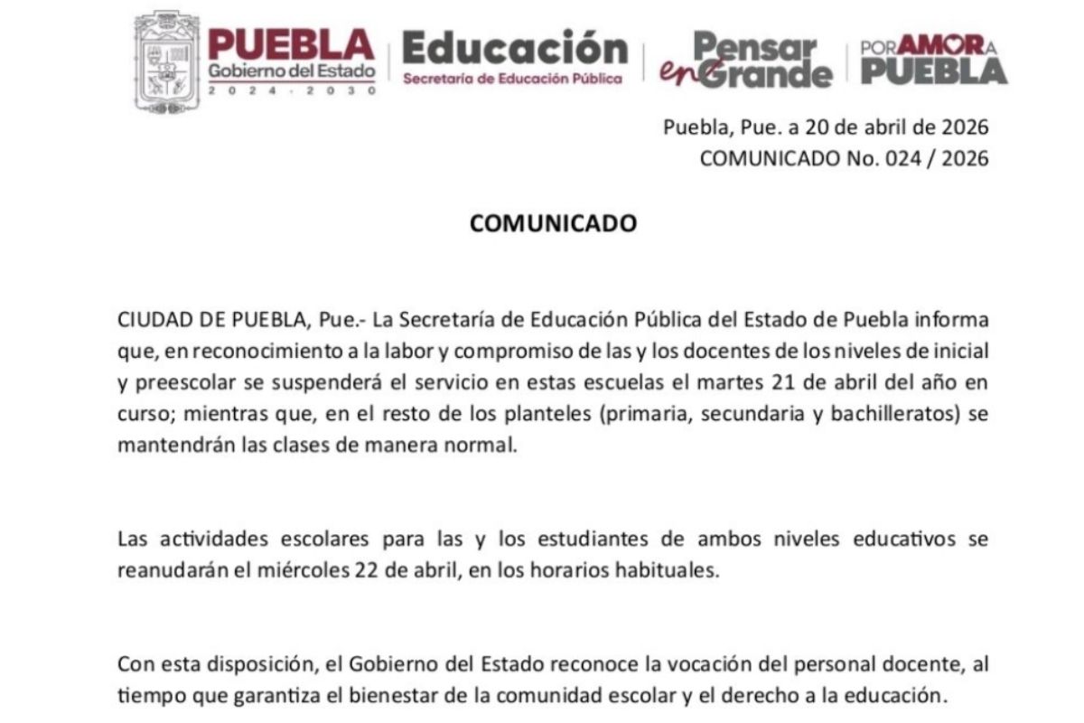 Puebla suspendió clases el 21 de abril