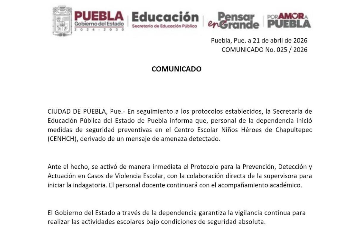 amenaza de tiroteos en escuelas de puebla