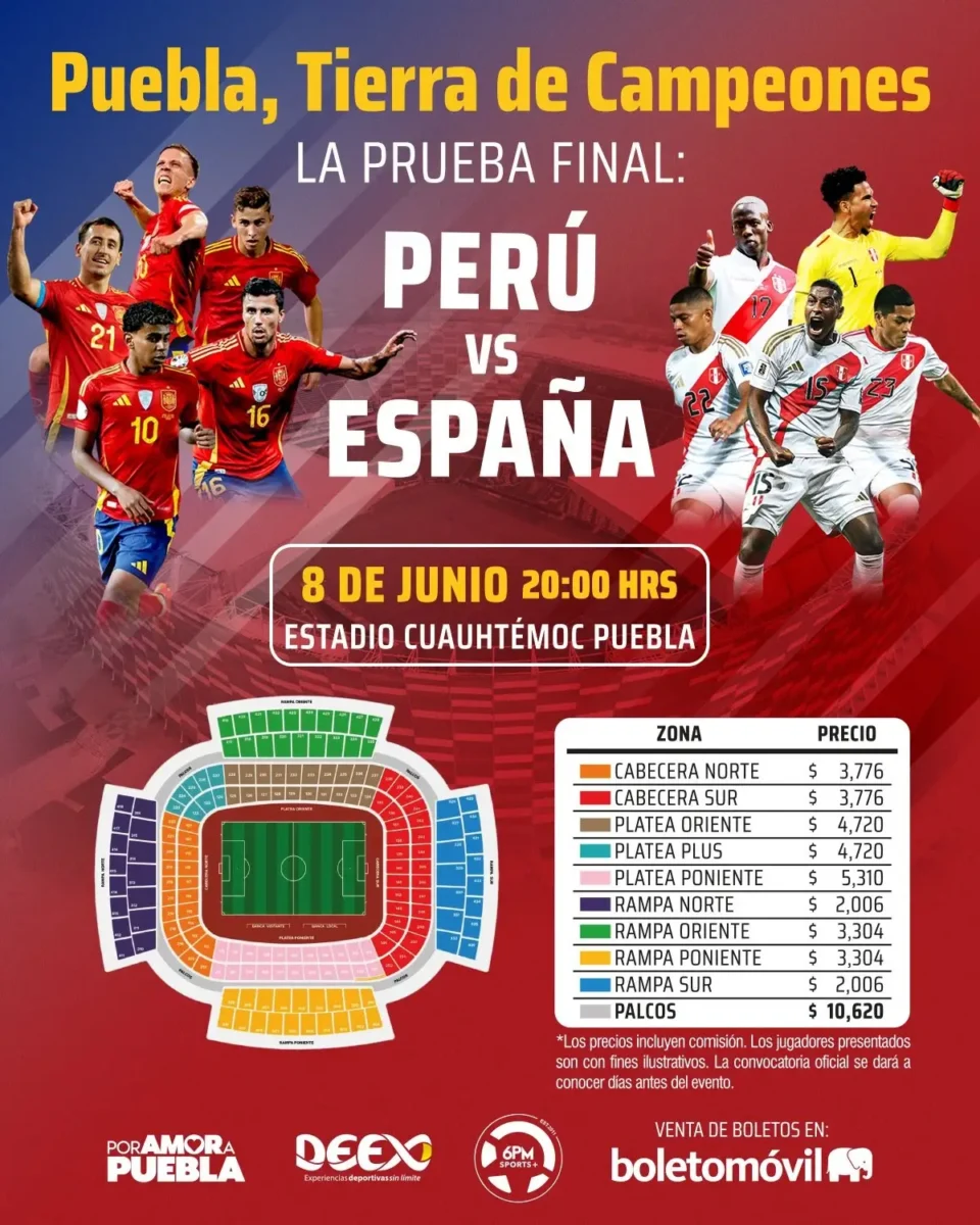 Boletos para el España vs Perú en Puebla: precios y dónde comprarlos