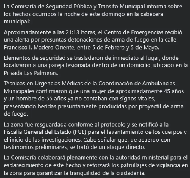 Doble asesinato en Coronango: matan a pareja en su casa a balazos