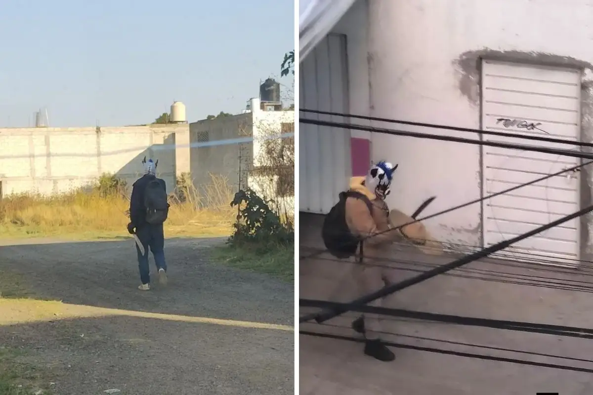 Payaso con machete en Puebla es captado en la calle