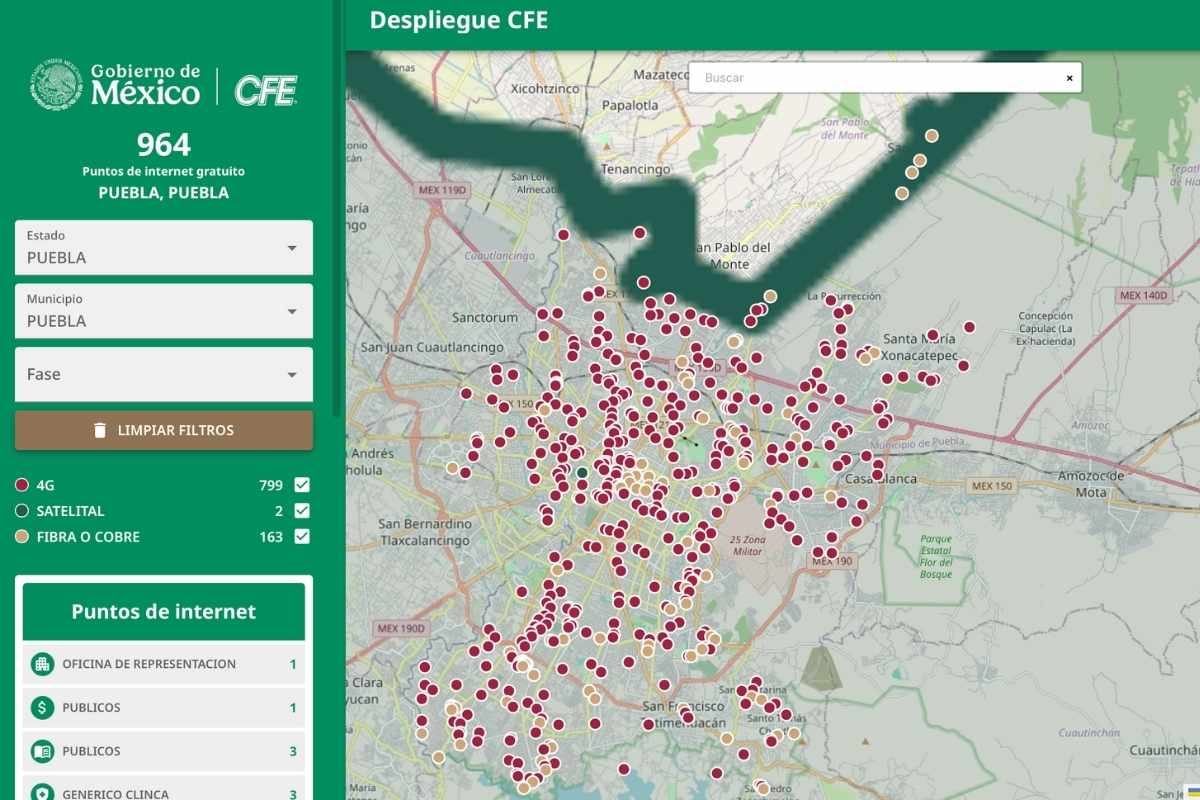 Dónde hay internet gratuito de CFE en Puebla- hay casi mil puntos en escuelas, plazas y hasta iglesias