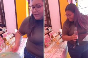 (VIDEO) Nueva Lady Tacos invade puesto para poder comer