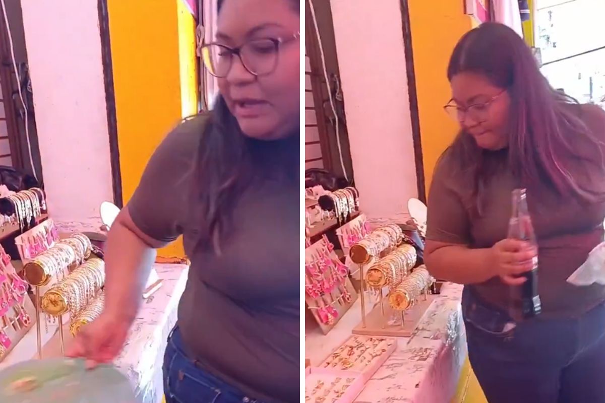 (VIDEO) Nueva Lady Tacos invade puesto para poder comer