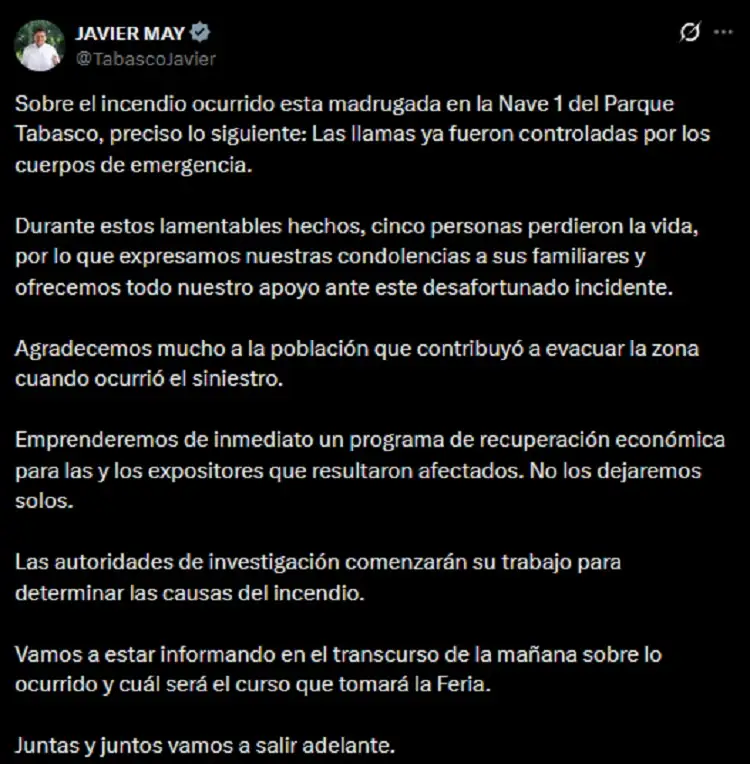 (VIDEO) Incendio en Feria de Tabasco 2026 deja cinco muertos