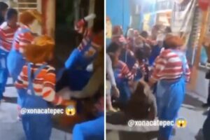 Se desata pelea entre Chuckys en Puebla durante carnaval