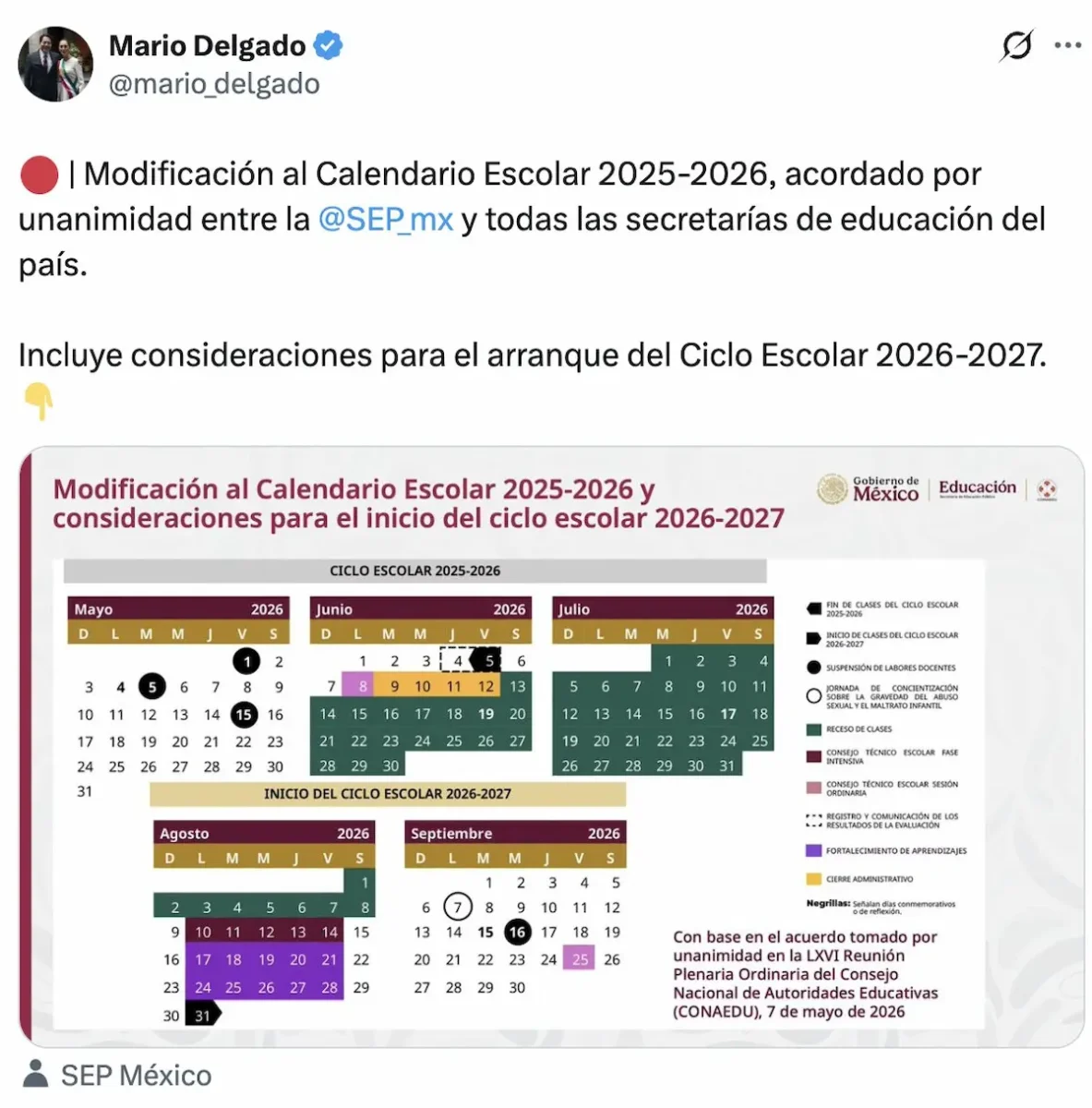 Mario Delgado contradice a Sheinbaum e insiste en adelantar el fin del ciclo escolar 
