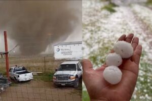 Captan impresionante torbellino en Cuyoaco previo a fuerte granizada