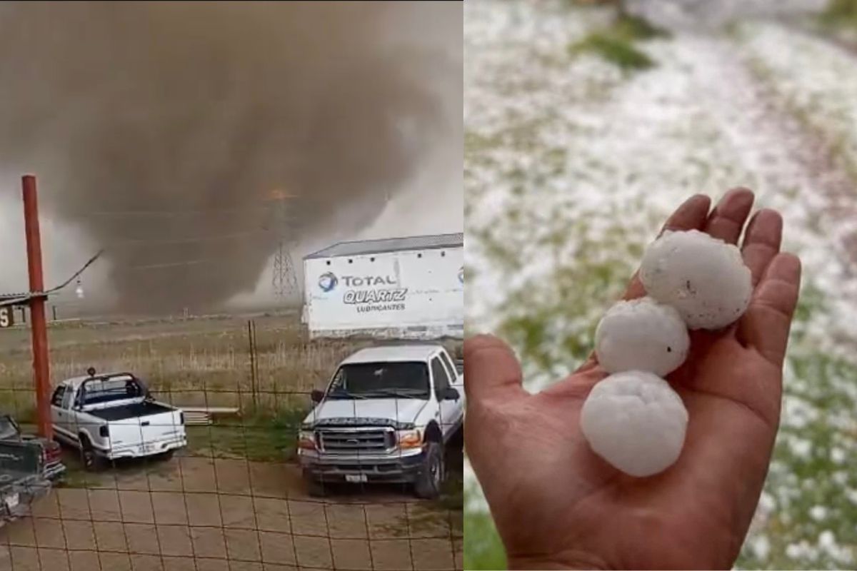 Captan impresionante torbellino en Cuyoaco previo a fuerte granizada
