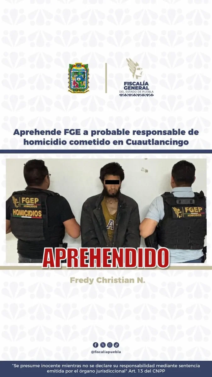 Fredy Christian asesinó a una persona y abandonó el cadáver en una maleta en Cuautlancingo
