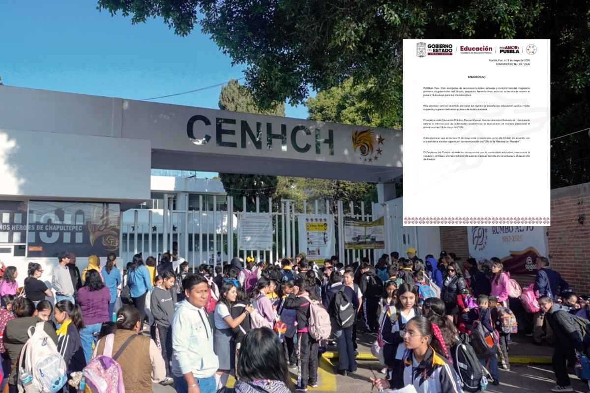 El gobernador Armenta autorizó el 14 de mayo como asueto para docentes de Puebla. Sumado al Día del Maestro del 15, las clases regresan hasta el lunes 18 de mayo.