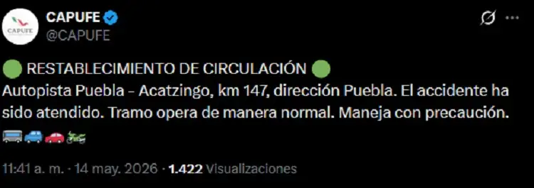 Choque en la Puebla-Córdoba deja dos mujeres sin vida