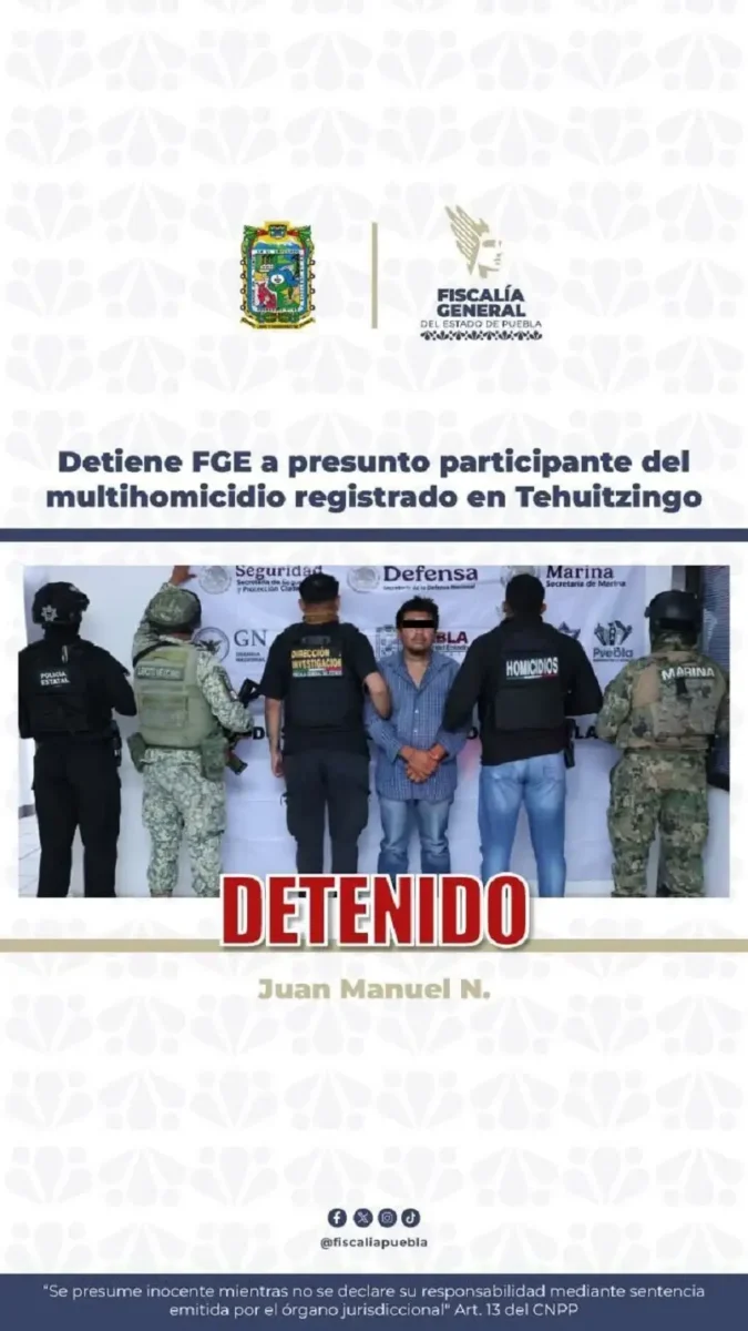 Así fue la detención de uno de los responsables de masacre en Tehuitzingo 2 Así fue la detención de uno de los responsables de masacre en Tehuitzingo