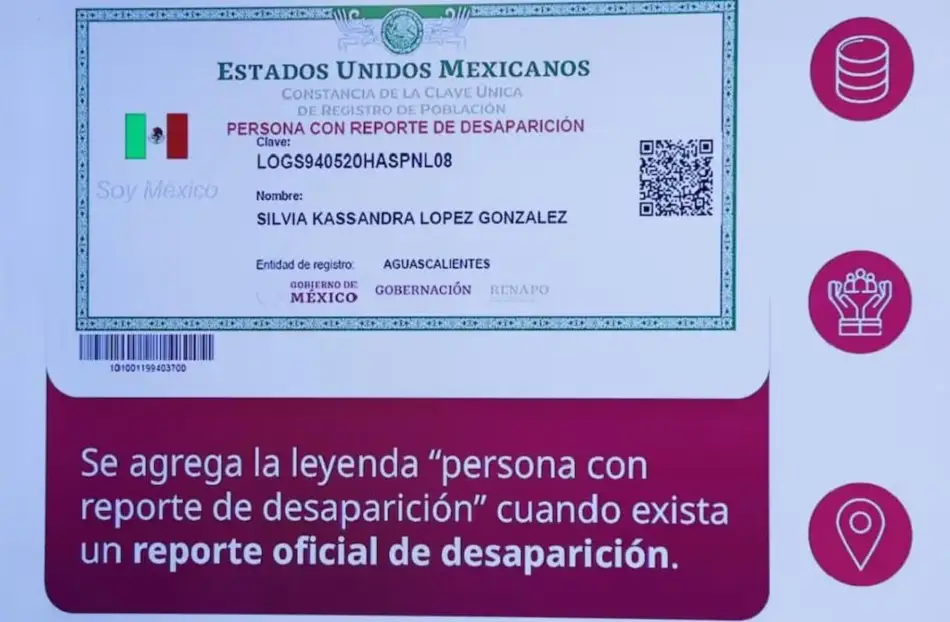 CURP de personas desaparecidas tendrá esta leyenda 