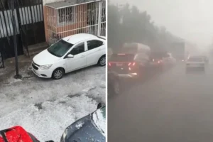 Fuertes lluvias en Puebla hoy 26 de mayo y granizo cubren calles