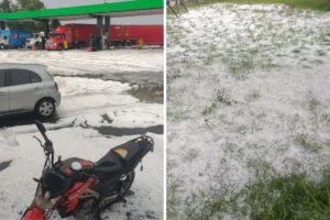 Lluvia y granizo dejan calles inundadas en Puebla hoy