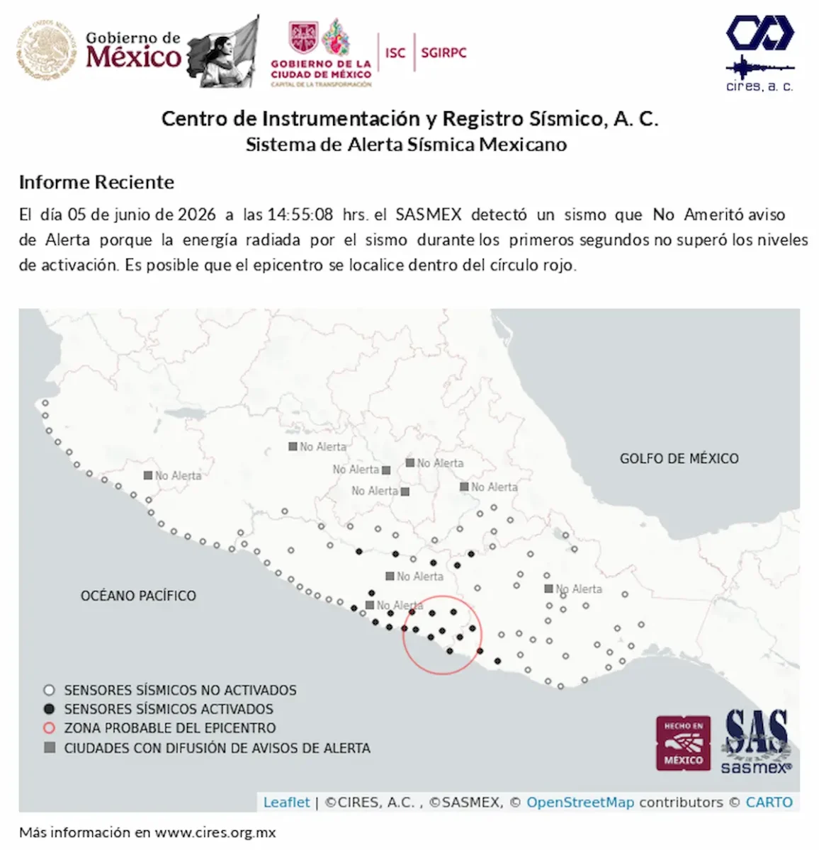 ¿Dónde fue el epicentro del sismo de hoy 5 de junio que alertó a los poblanos?